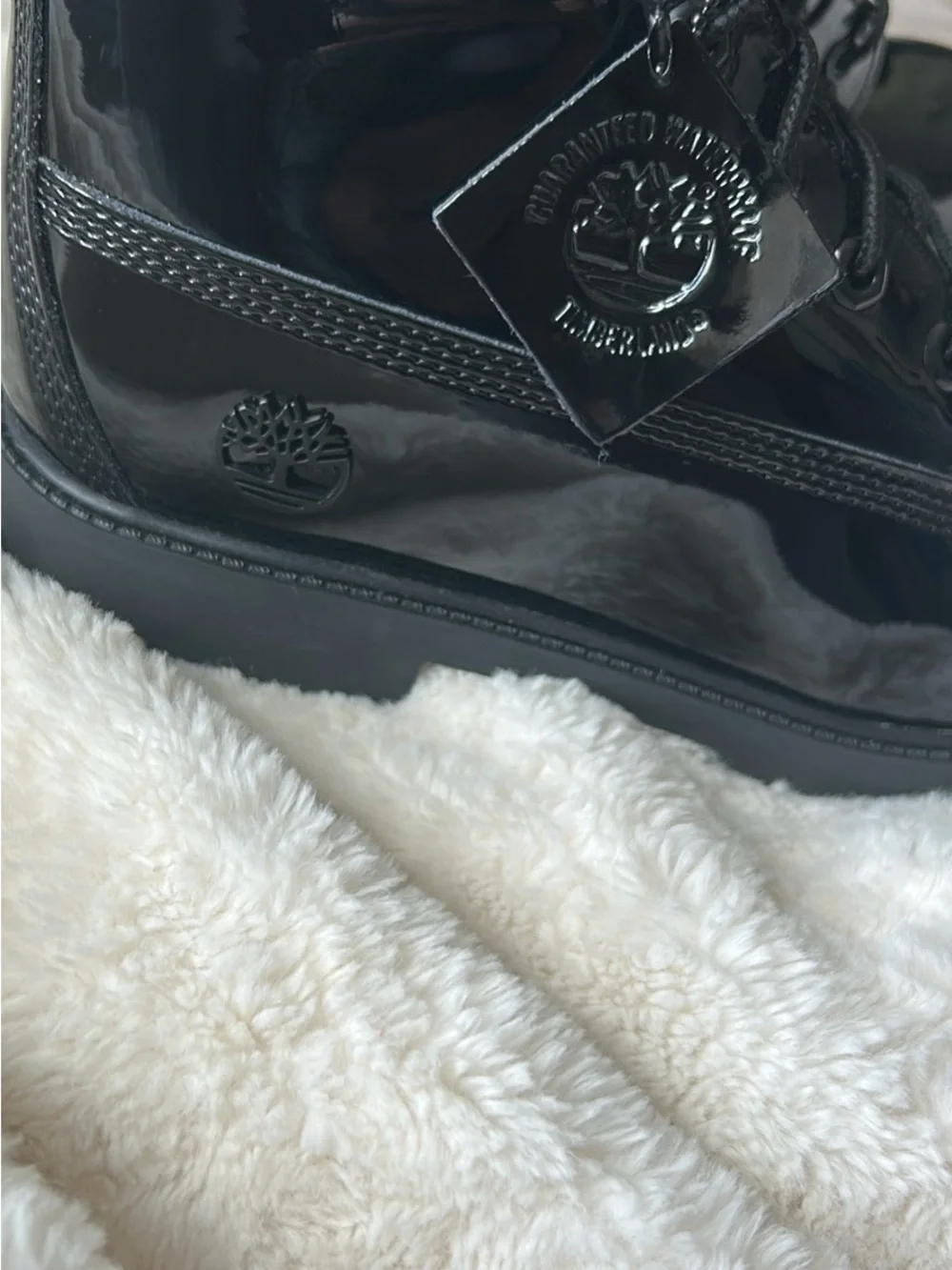 Timberland Women's Black Patent Lace-Up Boots